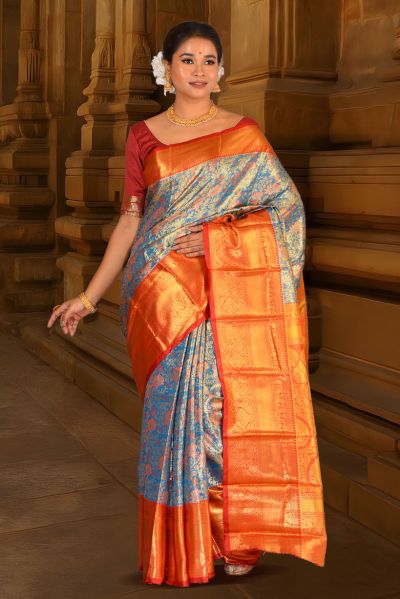 Brocade Tissue Kanjivaram  Silk Saree (adi88065)