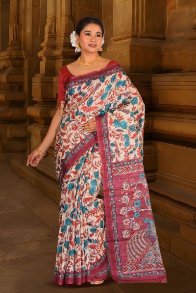 Bhagalpuri Gicha Printed Silk Saree (adi88066)