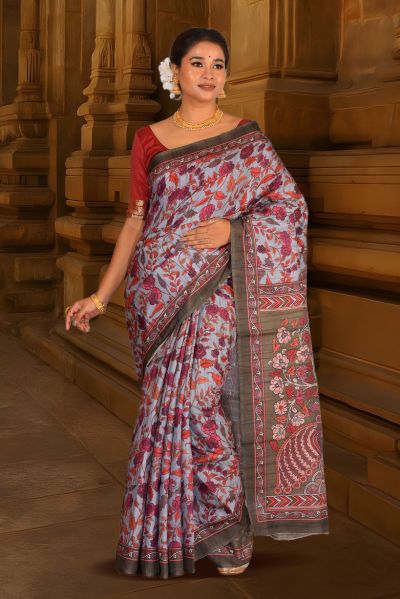 Bhagalpuri Gicha Printed Silk Saree (adi88068)