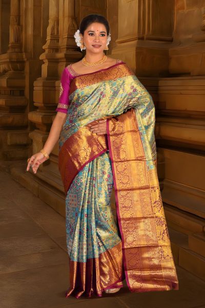 Brocade Tissue Kanjivaram  Silk Saree (adi88070)