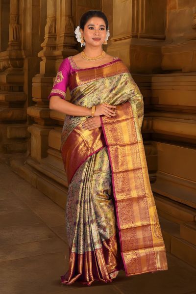 Brocade Tissue Kanjivaram  Silk Saree (adi88072)