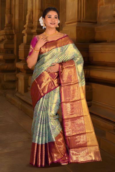 Brocade Tissue Kanjivaram  Silk Saree (adi88073)