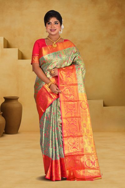 Brocade Tissue Kanjivaram  Silk Saree (adi88121)