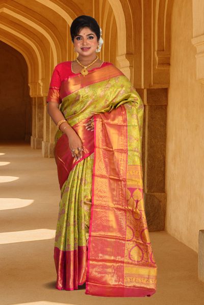 Brocade Tissue Kanjivaram  Silk Saree (adi88122)