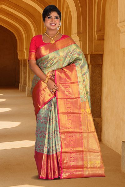 Brocade Tissue Kanjivaram  Silk Saree (adi88123)