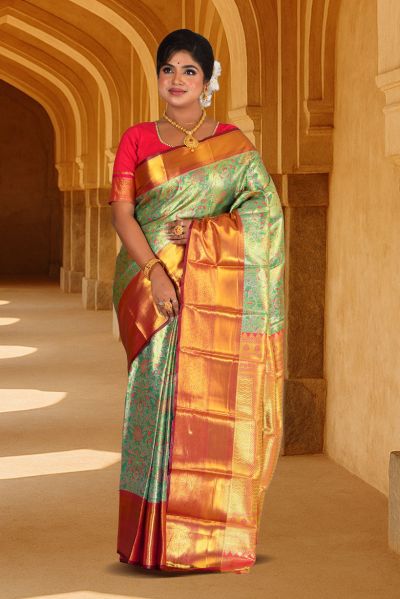 Brocade Tissue Kanjivaram  Silk Saree (adi88124)