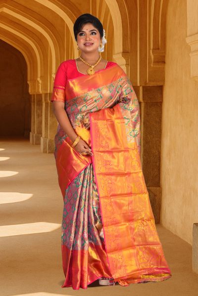 Brocade Tissue Kanjivaram  Silk Saree (adi88125)