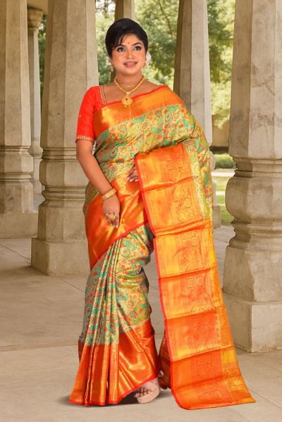 Brocade Tissue Kanjivaram  Silk Saree (adi88151)