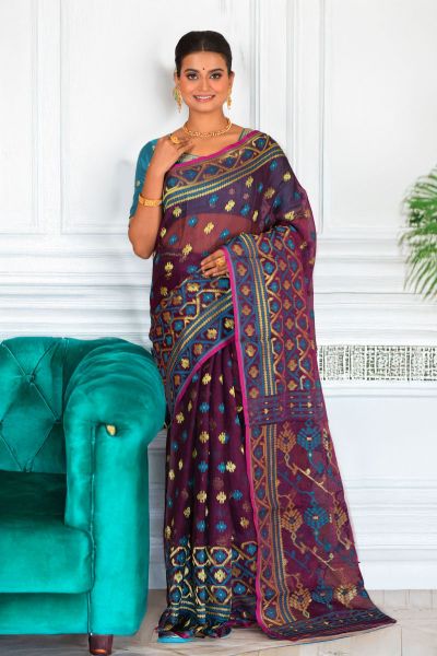 Soft Dhakai Jamdani Saree (adi88272)