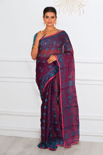 Soft Dhakai Jamdani Saree (adi88274)