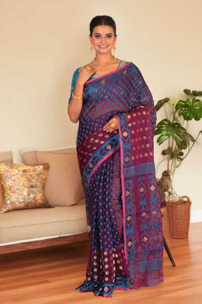 Soft Dhakai Jamdani Saree (adi88276)