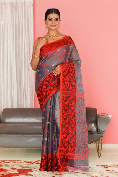 Soft Dhakai Jamdani Saree (adi88296)
