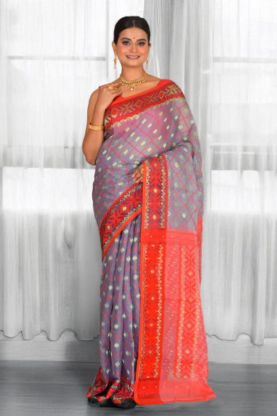 Soft Dhakai Jamdani Saree (adi88298)