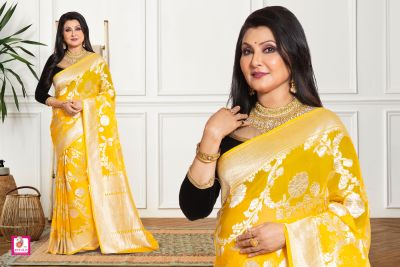 Pure Khaddi Georgette Benarasi Silk Saree (adi87100)