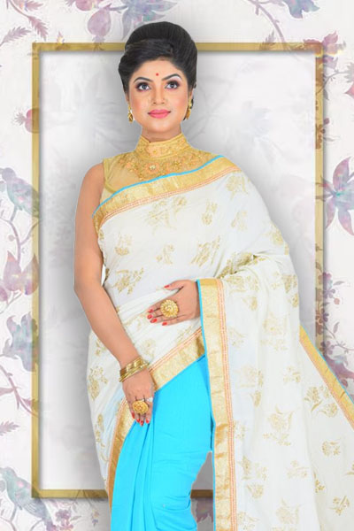 Half and Half Chiffon Saree