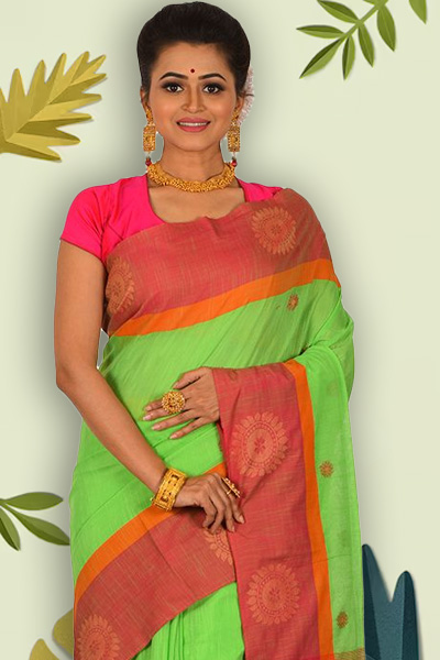 Pink Handloom Cotton Saree