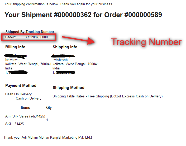 Shipment Email